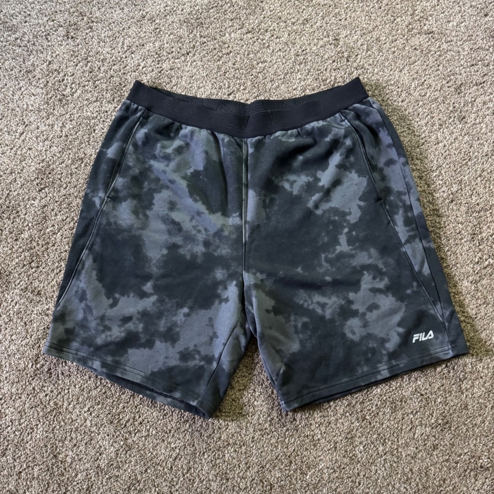 Fila Kids Grey Black Tie Dye Athletic Shorts Size XL